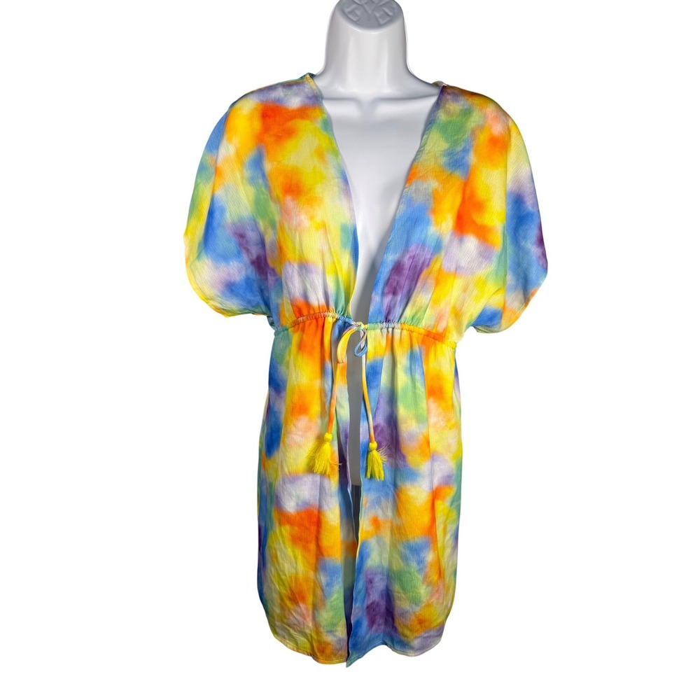 Miken Swim Tie Dye Cover Up Small NWT‎ Tie Front Beach Boho Resort